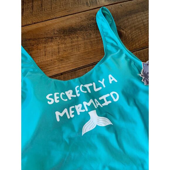 NWT Womens YMI Turquoise "Secretly" A Mermaid" One Piece Swim Suit Size Large - Picture 2 of 8